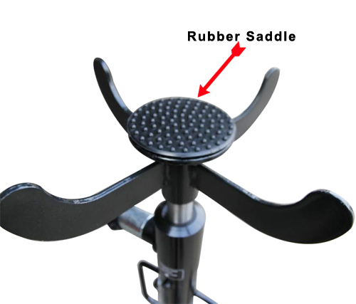 Single stage transmission jack with rubber saddle